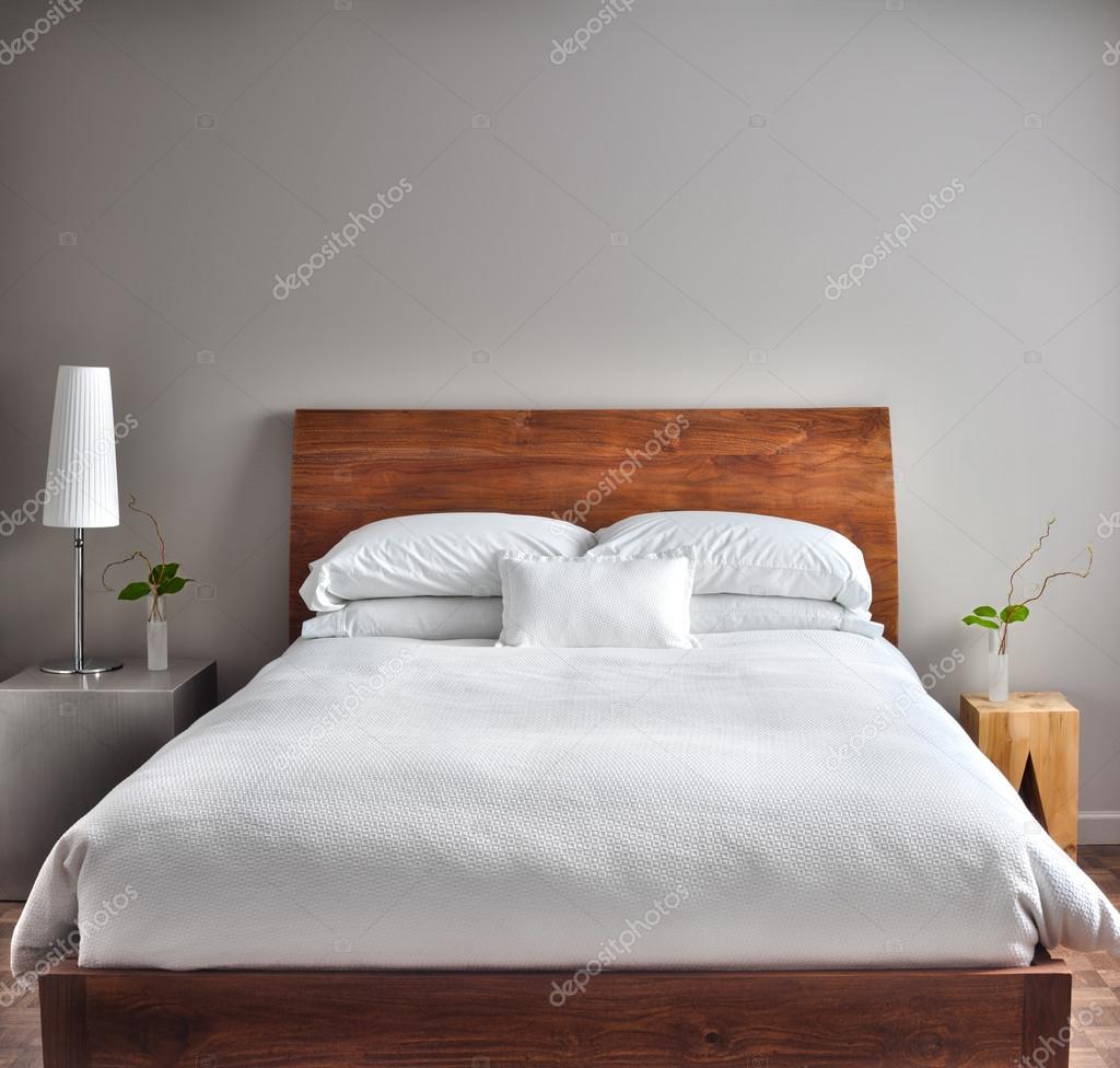Beautiful Clean and Modern Bedroom with empty wall to add some text, logo, image, etc.