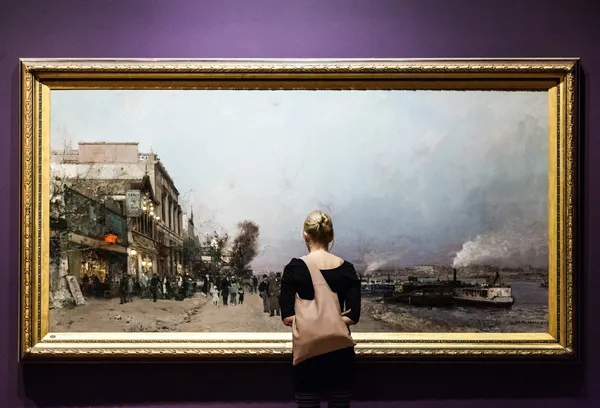 Enorme schilderij in het museum van de schone kunsten montreal — Stockfoto