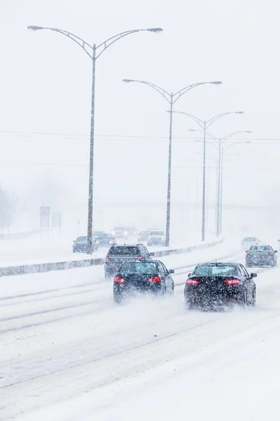 Blizzard na drodze — Zdjęcie stockowe