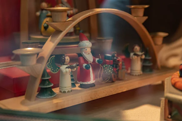 Brinquedos Natal Madeira Tradicionais Vitrine — Fotografia de Stock