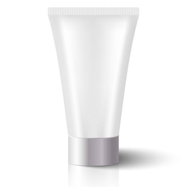 Vektör çizimi. Krem veya jöle tüpü, gri ve beyaz tonlarda.
