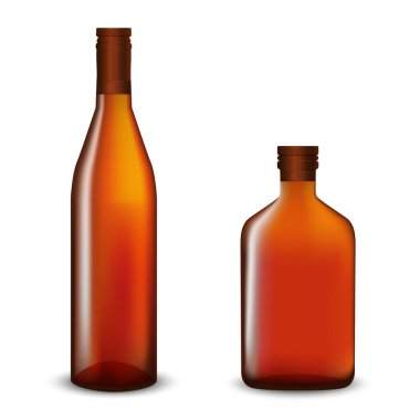 Vektör çizimi. İçecekler için cam şişe maketi.