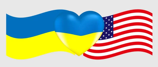 Vector Illustration Realistic Image Volume Heart Colors Ukrainian Flag Highlights — ストックベクタ