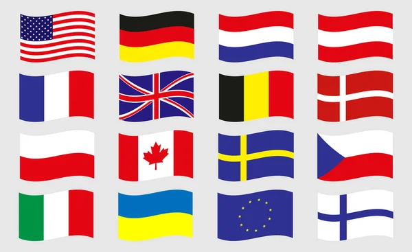 Vektorillustration Imagefahnen Europäischer Länder Der Flaggen Der Usa Und Kanadas — Stockvektor