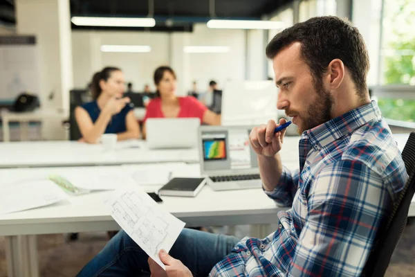 Architech Man Working New Project Open Space Agency — Stockfoto