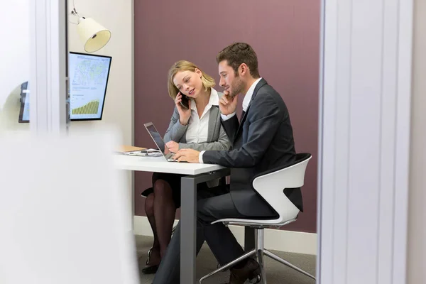 Two Business Peoples Working Together Meeting Room — Stok fotoğraf