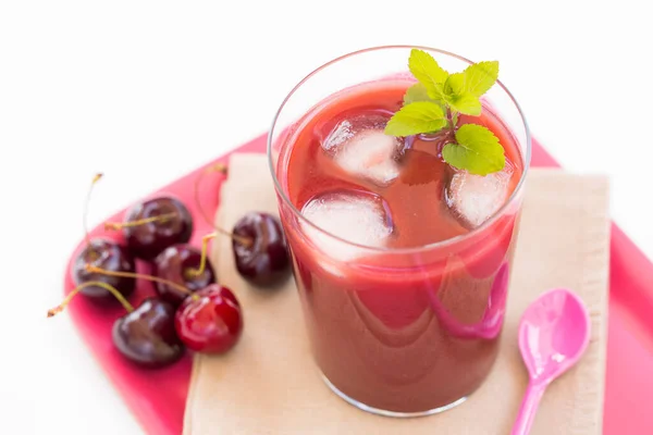 Glass Cold Cherries Juice — Foto de Stock