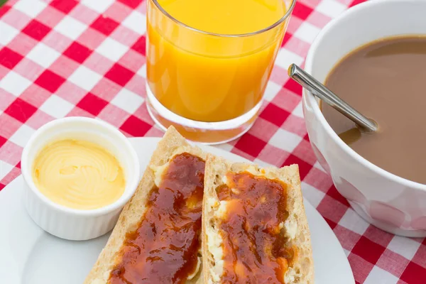 Сніданок Хлібом Гарячим Шоколадом Ліцензійні Стокові Зображення