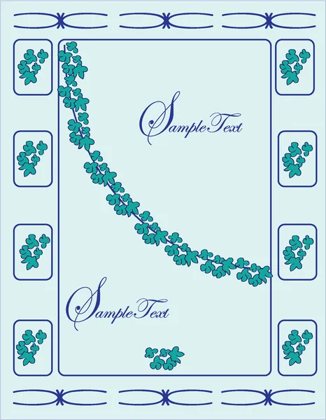 Blue floral invitation card — Stock Vector