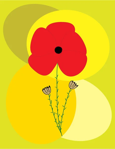 Carte d'invitation fleur de pavot — Image vectorielle