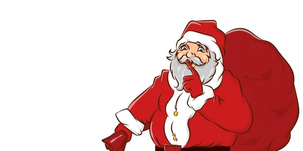 Secreto de Santa Claus celebrar gran saco con regalos — Vector de stock