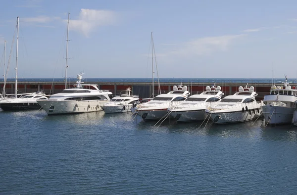 Line of boats in marina at Barcelona. Spain Stock Image
