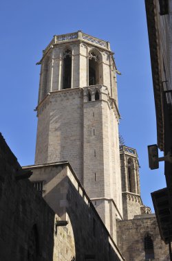 üzerinde katedral kule. Barselona. İspanya