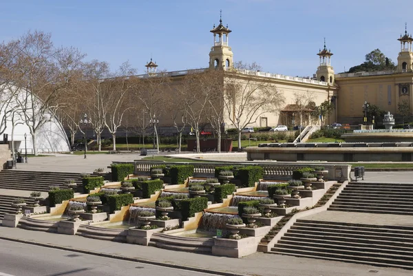 Kaskad på nationella konstmuseum. Barcelona. Spanien — Stockfoto