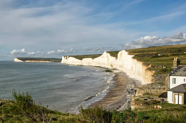 Falaises Craie Blanche Des Seven Sisters Vues Birling Gap Près — Photo