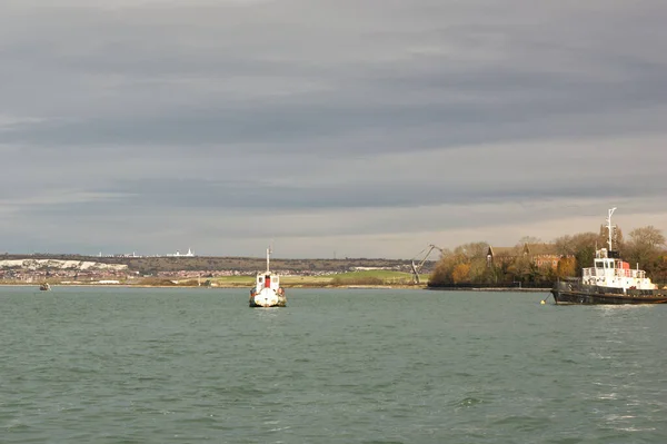 Hampshire Landschaft Vom Boot Aus Hafen Von Portsmouth England — Stockfoto
