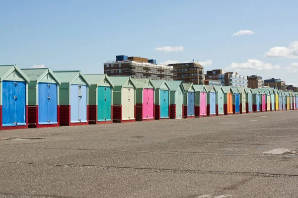 Multicoloured Beach Huts Seafront Promenade Hove Brighton East Sussex England — Foto de Stock