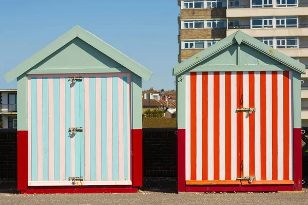 Multicoloured Beach Huts Seafront Promenade Hove Brighton East Sussex England — ストック写真