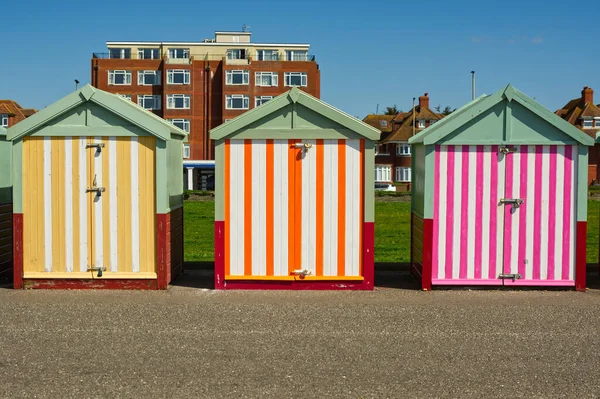 Multicoloured Beach Huts Seafront Promenade Hove Brighton East Sussex England — Stock Fotó