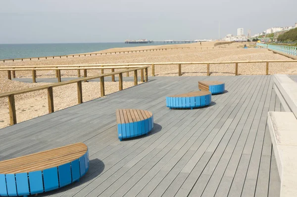 New Board Walk Seating Area Marina Brighton Beach East Sussex — Fotografia de Stock