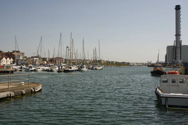 Haven Jachthaven Haven Bij Shoreham West Sussex Engeland Met Elektriciteitscentrale — Stockfoto