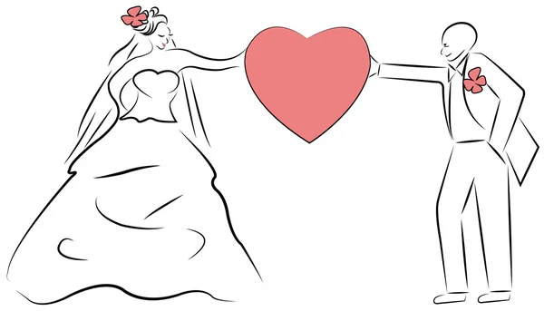 Bride and groom cartoon — Stock Photo, Image