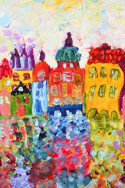 Prague Funny houses painting. — Stock Photo, Image