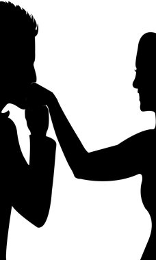 Gelin ve damat elini öperken, vektör