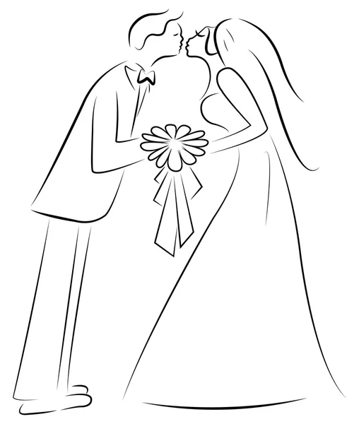 Kissing the bride, sketch — Stock Vector