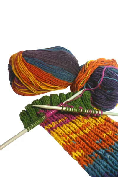 Tricot laine colorée, comme passe-temps — Photo