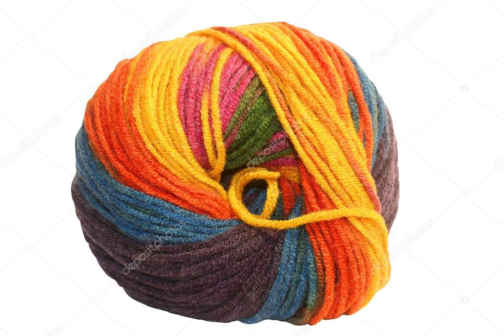 Colorful wool clew over white background