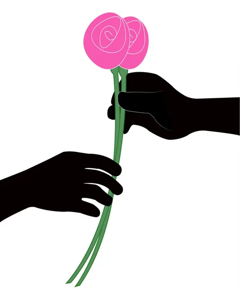 Main donnant vecteur de fleur — Image vectorielle
