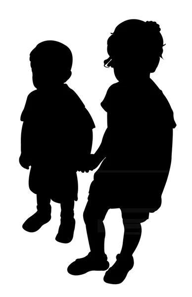 Silhouette von Kindern — Stockvektor