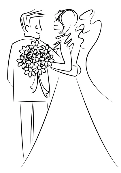 Just married couple cartoon — Stock Photo, Image