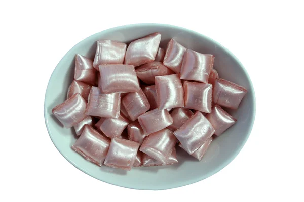Kom van Turkse beroemde candy "akide" op witte achtergrond — Stockfoto