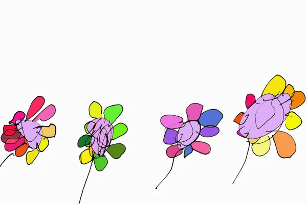 Child drawn flowers — Stock Photo, Image