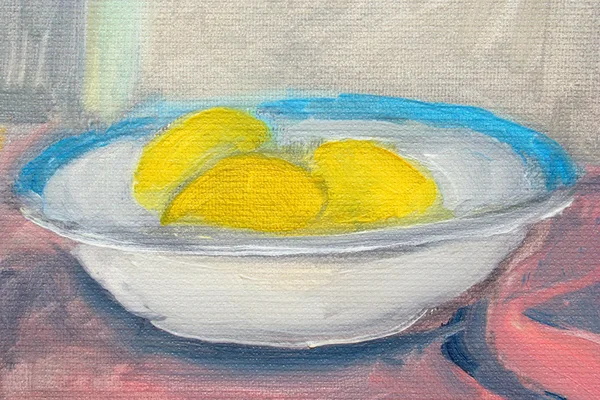 柠檬中厚板画、 布面油画 — 图库照片