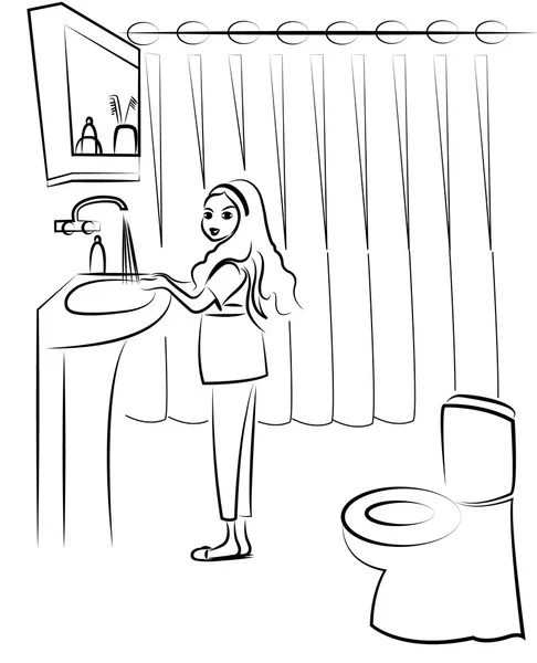 Mädchen im Badezimmer — Stockfoto