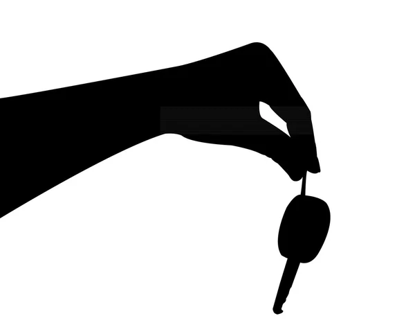 Hand giving key, silhouette vector — Stock Vector