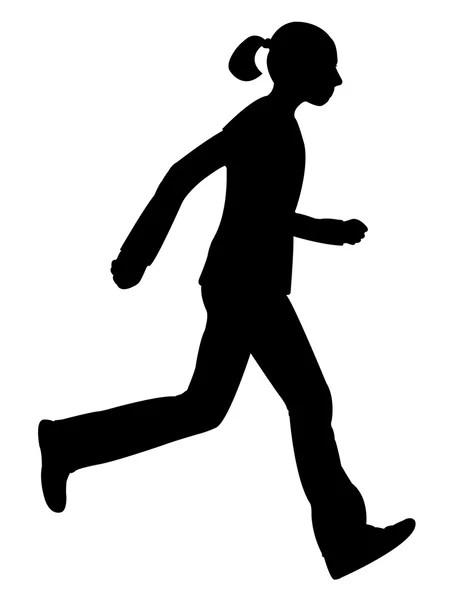 Courir fille silhouette vecteur — Image vectorielle