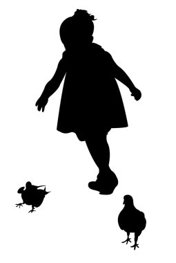 Bir kızın silueti, bir güvercin seçmeye çalışıyor.