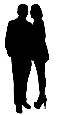 mutlu çift silhouete vektör