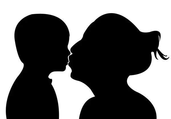 Mother kissing her baby, vector — Stock Vector