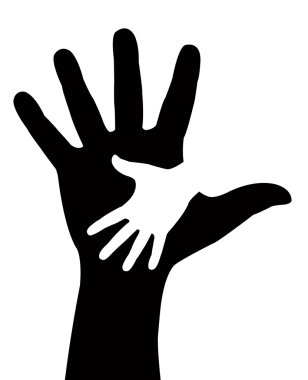Helping hands. resimde siyah arka plan üzerine