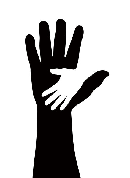 Helping hands. illustration on black background