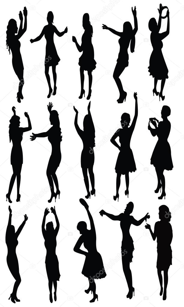 Dancing girls silhouette