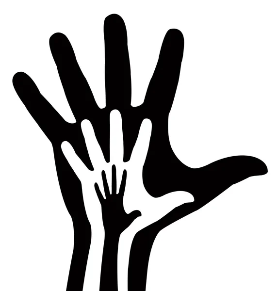 Ajutând mâinile. Ilustrație vectorială pe fundal negru — Vector de stoc