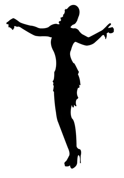Tanzende Mädchensilhouette, Vektor — Stockvektor