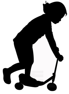 scooter üzerinde çocuk silüeti