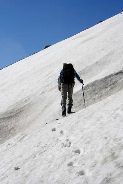 冬美雪と雪の中でトレッキング — ストック写真